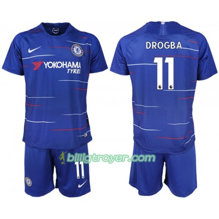 Billige Fotballdrakter Chelsea DROGBA 11 Barn Hjemmedraktsett 2018/19 Kortermet